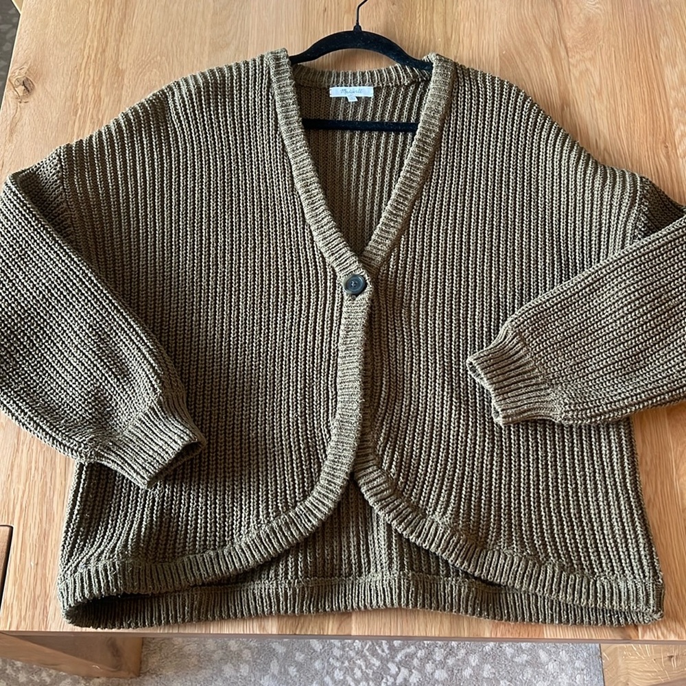 Madewell Chunky Olive Knit Cardigan